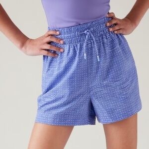 Athleta Girl Play More 3” Short Size XL Blue Purple Swirl Zip Pocket NWOT NEW